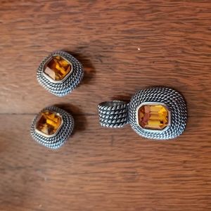 Joan Collins topaz charm and clip earrings